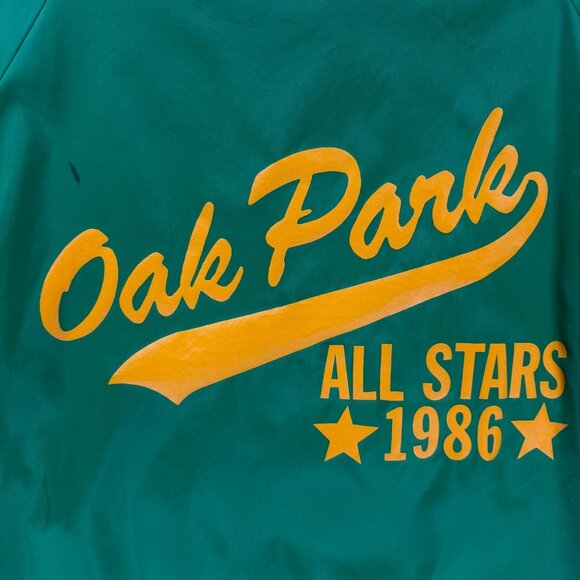Vintage 1986 Oak Park All Stars Hartwell Coaches Jacket Green Yellow USA Men L - Picture 3 of 13